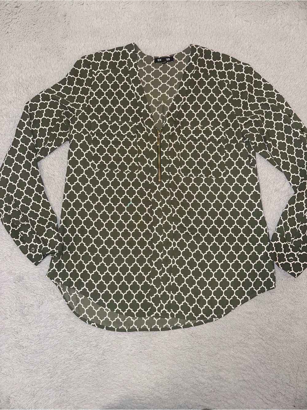 Express flowy zipper shirt